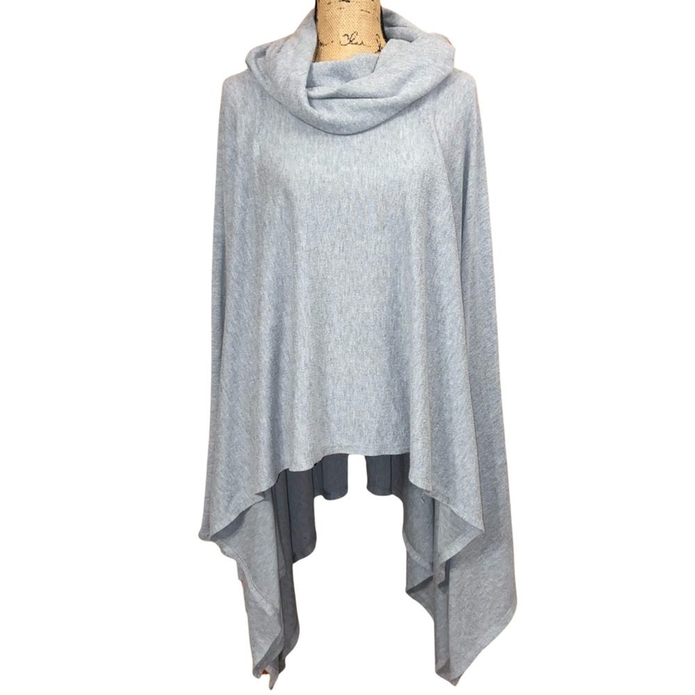 Light Grey Cowl Neck Poncho One Size Fits Most